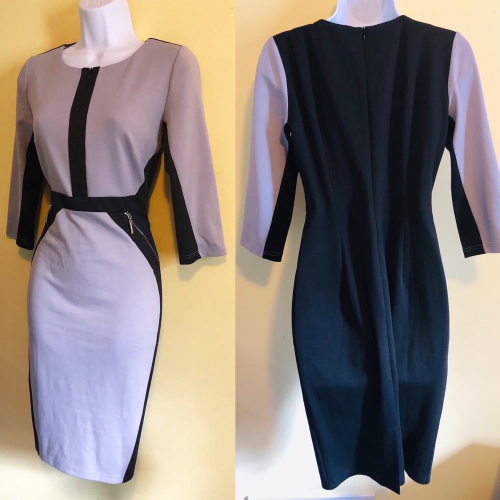 Black & Gray Color Block Dress M